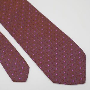 Boss Hugo Boss Reddish Purple Woven‎ Polka Dot Short Silk Tie